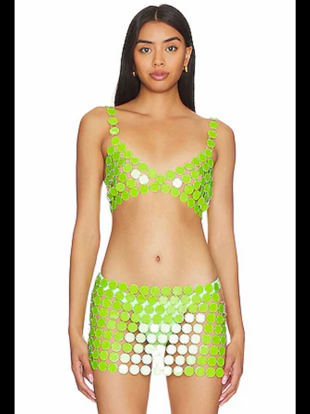 Neon Lime Sequin Swim Coverup Set - Women
